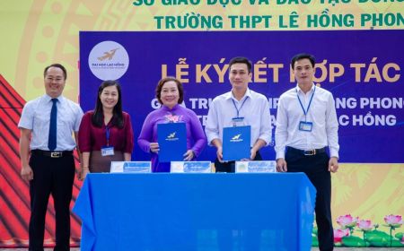 Trường THPT Lê Hồng Phong ký kết hớp tác đào tạo với trường ĐH Lạc Hồng 